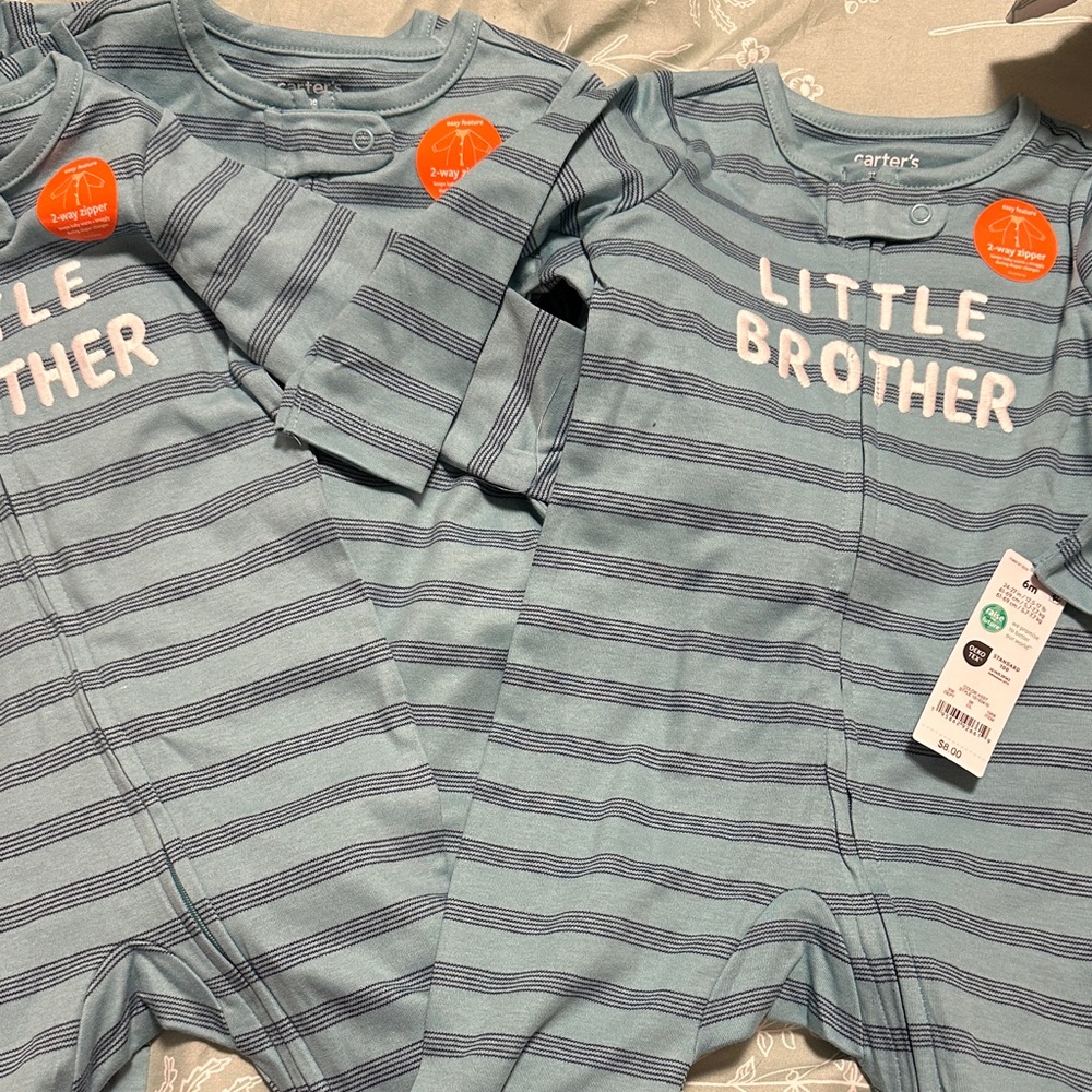 Carter's Blue Striped Little Brother Onesie